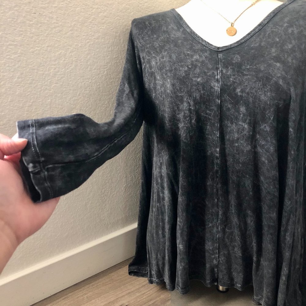 Acid Wash Charcoal Long Sleeve Shirt